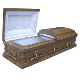 Kits en bois adultes de cercueil de Brown avec la doublure et le couvercle rayant le matériel de forces de défense principale