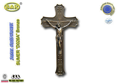 Croix et crucifix de Croix avec Jésus dans la décoration de cercueil de zamak de couleur de bronze d'antiquité de Zamac 40*16cm D026A